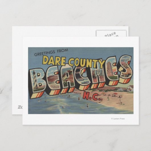 Grote letterscènes - Dare County Beaches, NC Briefkaart (Voorkant / Achterkant)