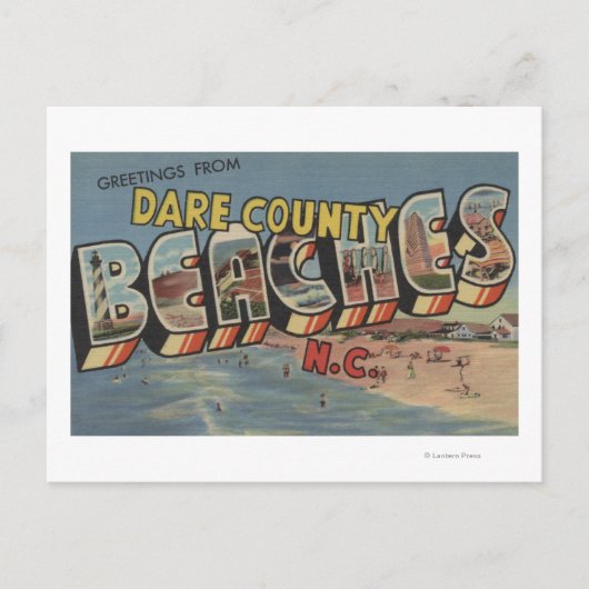 Grote letterscènes - Dare County Beaches, NC Briefkaart (Voorkant)