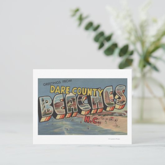 Grote letterscènes - Dare County Beaches, NC Briefkaart (Staand voorkant)