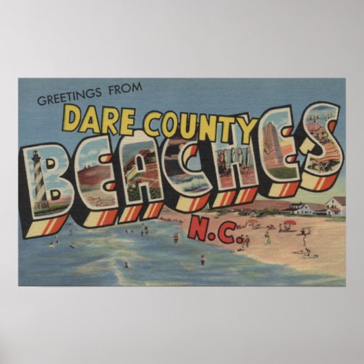 Grote letterscènes - Dare County Beaches, NC Poster (Voorkant)