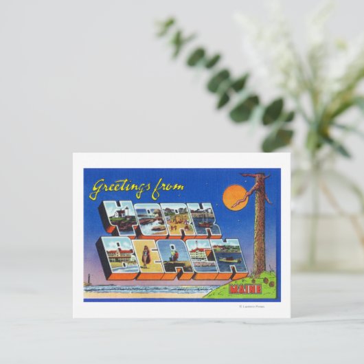 Grote letterscènes, groeten van briefkaart (Staand voorkant)