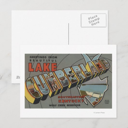Grote letterscènes - meer van Cumberland, KY Briefkaart (Voorkant / Achterkant)