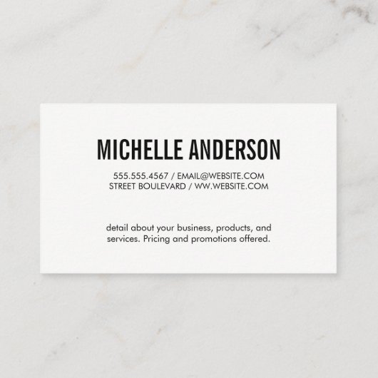 Grote lettertype / dynamisch visitekaartje (Achterkant)