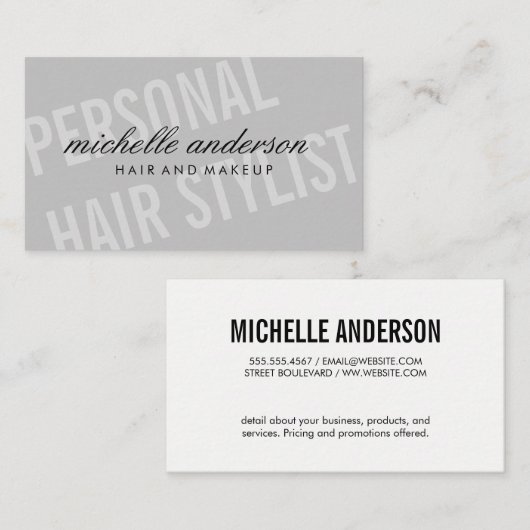 Grote lettertype / dynamisch visitekaartje (Voorkant / Achterkant)