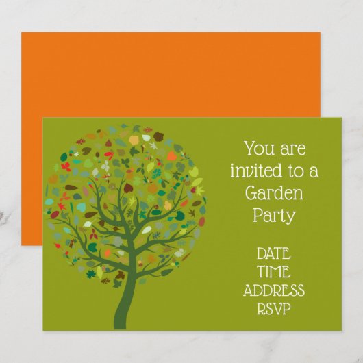 Grote leuke boom Tuinfeestfunctie Kaart (Voorkant / Achterkant)