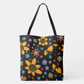 Grote Leuke Daisies Boho Inspirivity Canvas tas (Achterkant)