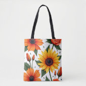 Grote Levendige Bloemen Canvas tas (Voorkant)
