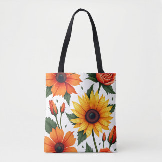 Grote Levendige Bloemen Canvas tas