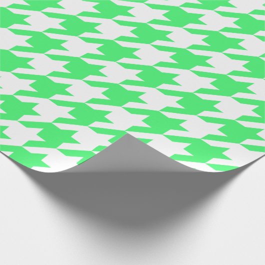 Grote Licht Groen en Witte Houndstooth Cadeaupapier (Hoek)