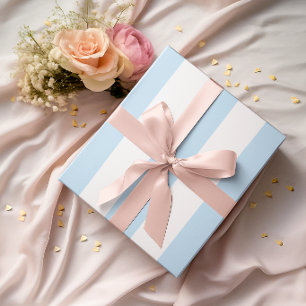 Grote Lichtblauwe en Witte Strepen Cadeaupapier