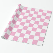 Grote lichtroze en witte geruite cadeaupapier (Uitgerold)