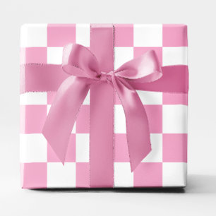 Grote lichtroze en witte geruite cadeaupapier