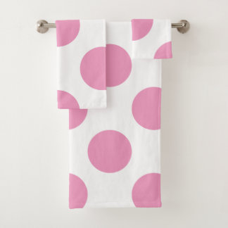 Grote lichtroze pooldots bad handdoek