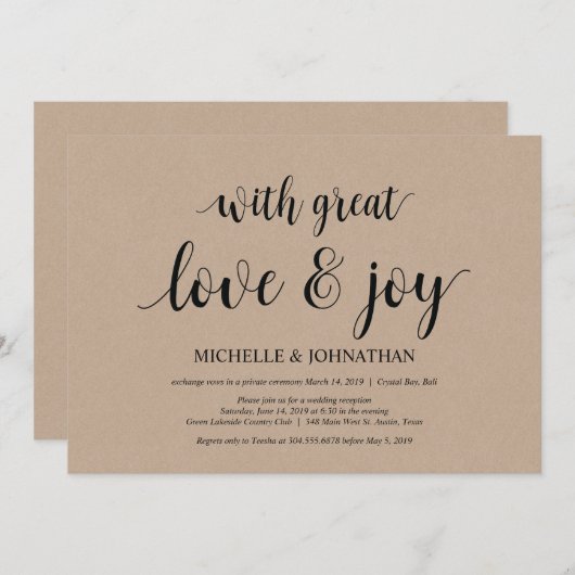 Grote liefde en vreugde, uitnodigingen voor een in (Voorkant / Achterkant)