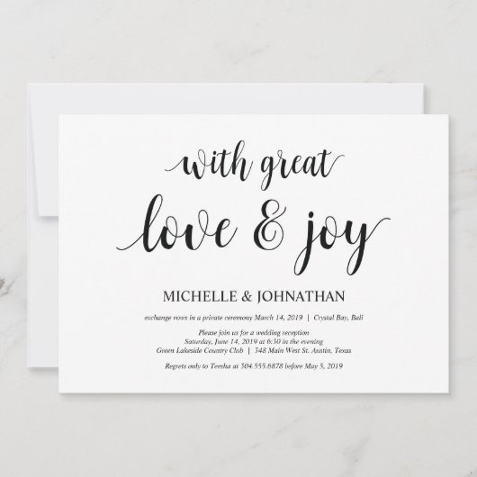 Grote liefde en vreugde, uitnodigingen voor een in (Voorkant)