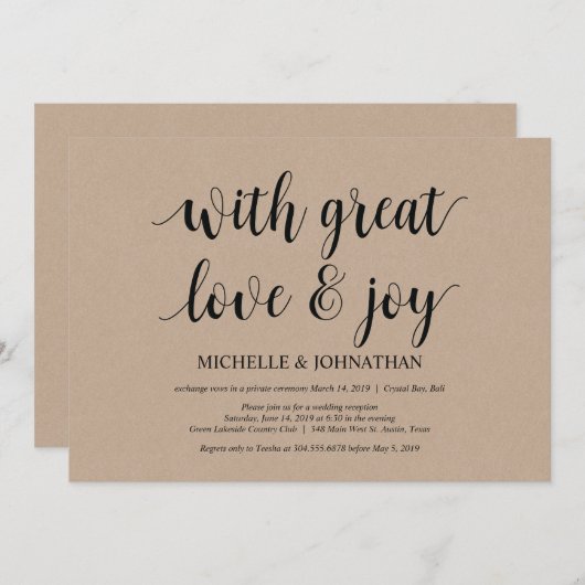 grote liefde en vreugde, uitnodigingen voor een in (Voorkant / Achterkant)