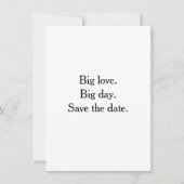 Grote liefde. Grote dag. Bewaar de datum. Kaart (Voorkant)