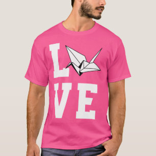 Grote Liefde Papier Vouwkraan Kleding Japan Origa T-shirt