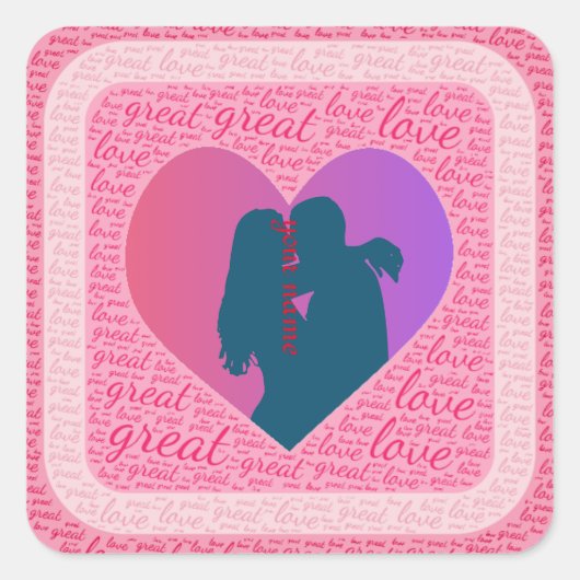 grote liefde vierkante sticker (Voorkant)