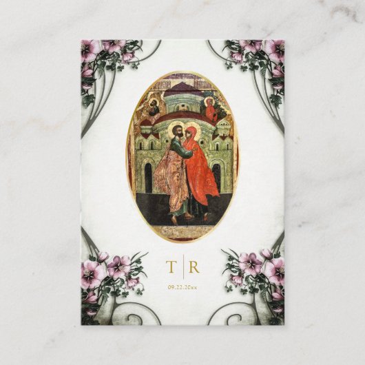 Grote Lila Bloemen Orthodox Bruiloft Gebed Kaart Plaatskaartje (Voorkant)