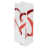 Grote lint hart wijnfles cadeautas (Voorkant Gekanteld)