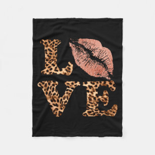 Grote Lippen Liefde Luipaardprint Letters Roze Lip Fleece Deken