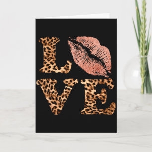 Grote Lippen Liefde Luipaardprint Letters Roze Lip Kaart