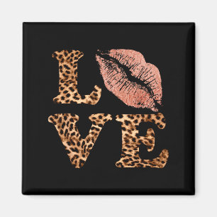 Grote Lippen Liefde Luipaardprint Letters Roze Lip Magneet