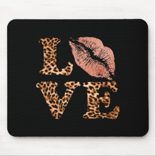 Grote Lippen Liefde Luipaardprint Letters Roze Lip Muismat