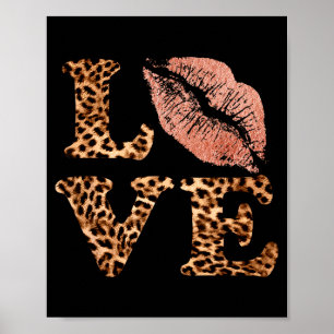 Grote Lippen Liefde Luipaardprint Letters Roze Lip Poster