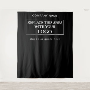 Grote Logo Bedrijfsnaam Slogan Black Achtergrond Wandkleed