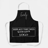 Grote Logo Personeelsnaam Zwart of om het even wel Schort (Voorkant)