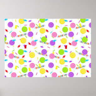 Grote Lollipops en Sweet Treats Party Achtergrond Poster