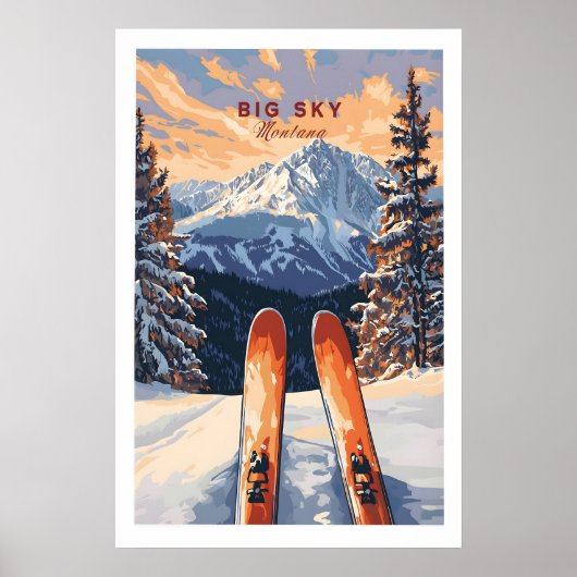 Grote luchtmuur Kunstposter - Ski Print 1 (Voorkant)