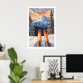 Grote luchtmuur Kunstposter - Ski Print 1 (Thuiskantoor)