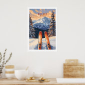 Grote luchtmuur Kunstposter - Ski Print 1 (Keuken)
