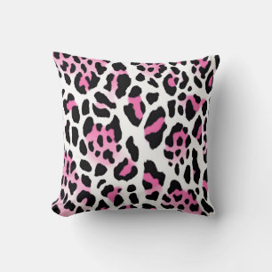 Grote luipaardprint roze en wit kussen
