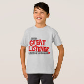 Grote luisteraar kinder rode t-shirt (Voorkant volledig)
