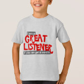 Grote luisteraar kinder rode t-shirt (Voorkant)
