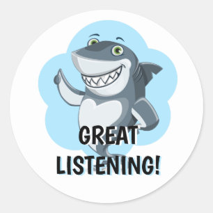 Grote Luisterende Haai Leraar Aanmoediging Ronde Sticker