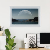 grote maan over het zee poster (Thuiskantoor)