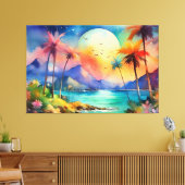 Grote maan Tropische XL kunst Canvas Afdruk (Insitu (Woonkamer))