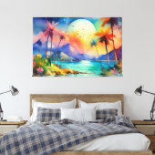 Grote maan Tropische XL kunst Canvas Afdruk (Insitu (Slaapkamer))