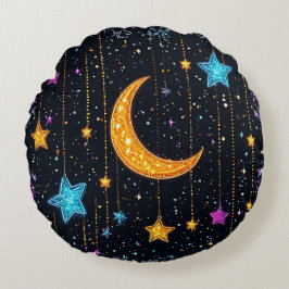 Grote maansikkel en talrijke sterren rond kussen