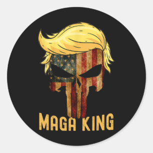 Grote Maga King Shirt Donald Trump Skull Ronde Sticker
