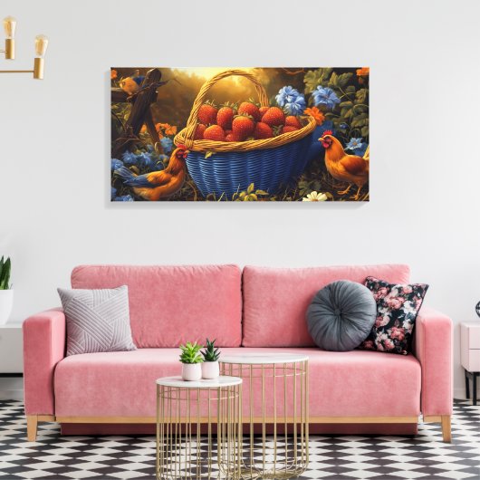Grote mand met aardbeien canvas afdruk (Insitu (Woonkamer))