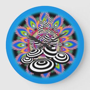 Grote Mandala Magic Mushroom blauwe zwarte wandklo Grote Klok