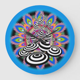 Grote Mandala Magic Mushroom blauwe zwarte wandklo Klok