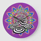 Grote Mandala Magic Mushroom paarse wandklok (Voorkant)