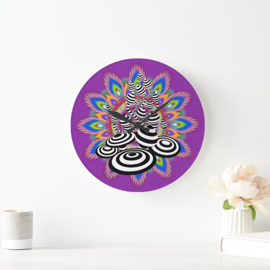 Grote Mandala Magic Mushroom paarse wandklok (Huis)